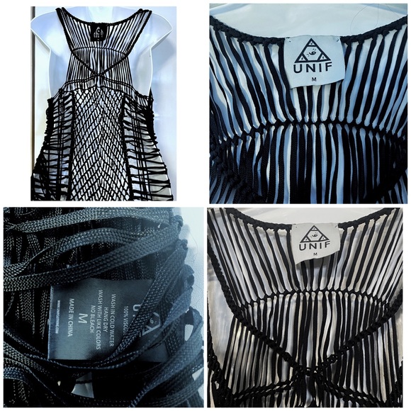 UNIF black fringed crochet macrame layering dress - Picture 5 of 8